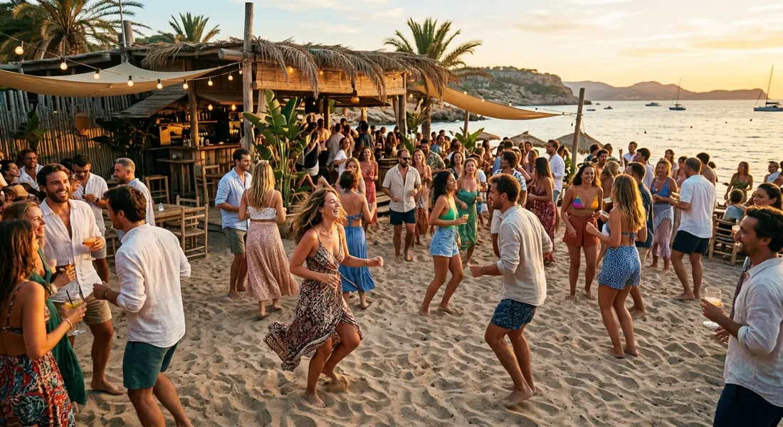Liegestühle und Beats am Sandstrand