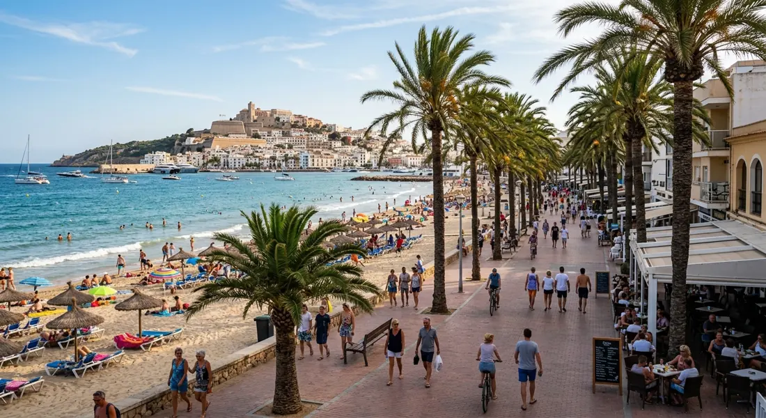 Passeggiata tra le palme di Figueretas vicino a Ibiza città