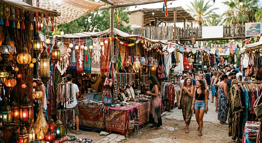 Kraampjes van de hippiemarkt Las Dalias