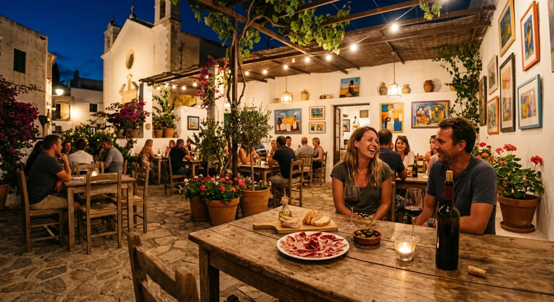 Accogliente tapas bar sulla piazza di Santa Gertrudis