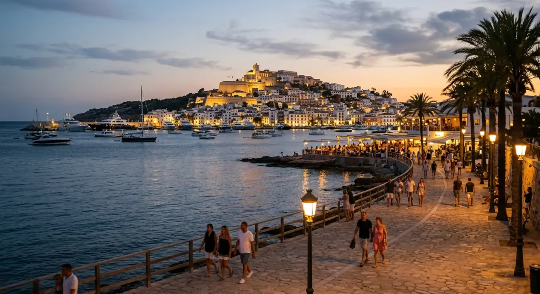 Strandpromenade von Talamanca mit Blick auf Dalt Vila