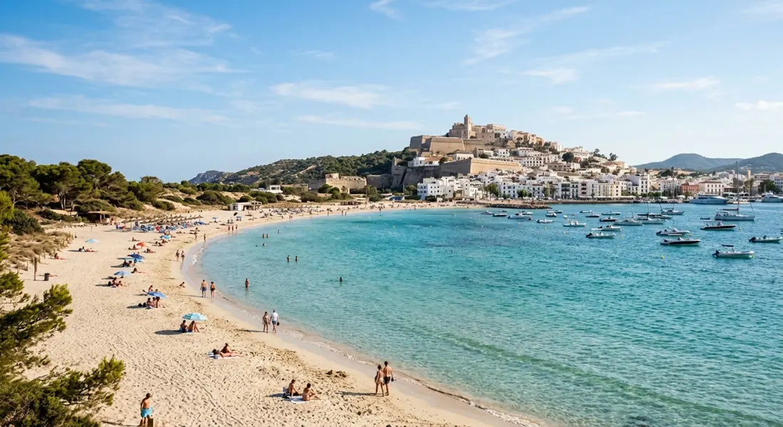 Tranquilla baia per il bagno Talamanca vicino a Ibiza città